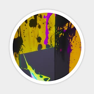 Yellow Black Pink Paint Splatter Magnet